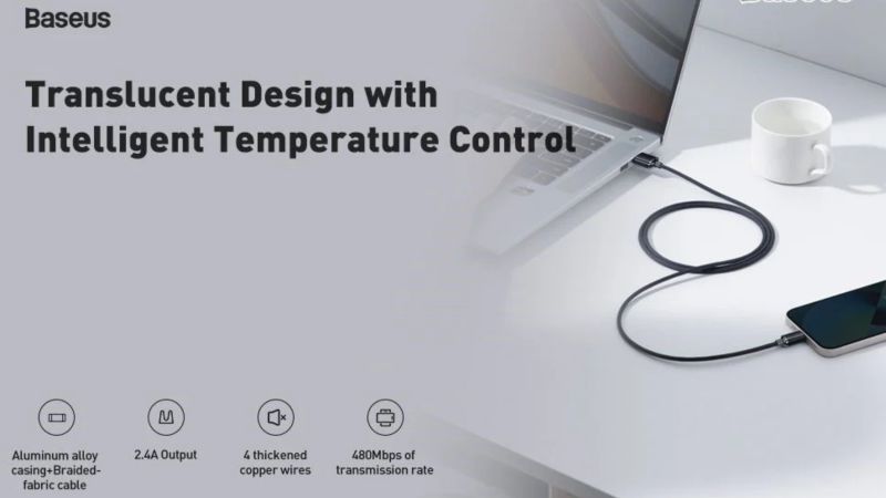 Cáp sạc Baseus Crystal Shine USB-C to Lightning CAJY000201 dạc nhanh tốc độ truyền tải nhanh